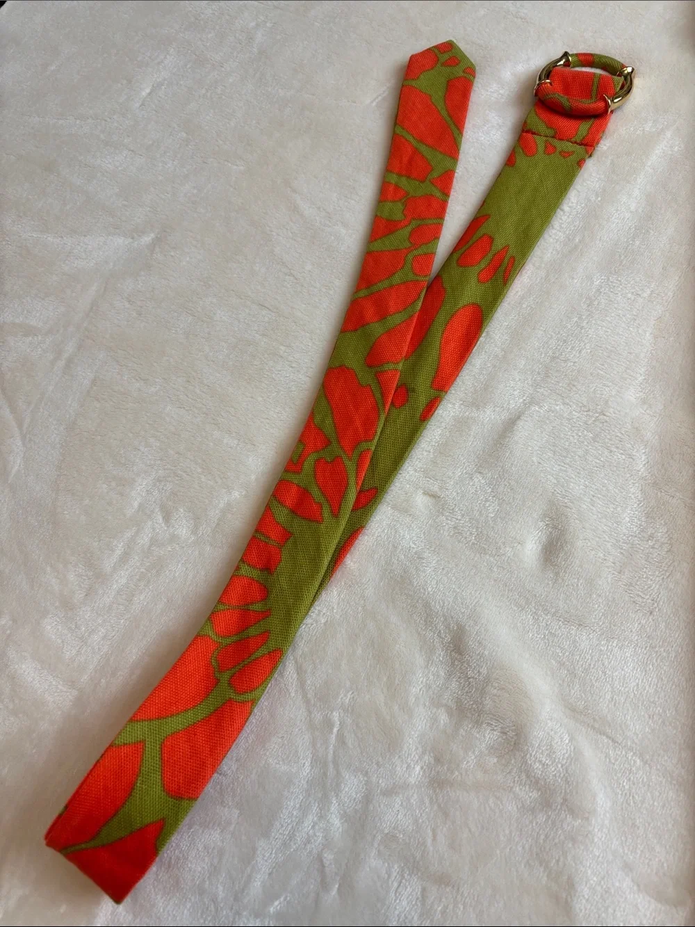 Fun! J. Crew Canvas Fashion Belt in Olive Green and Bright Orange - Picture 6 of 6